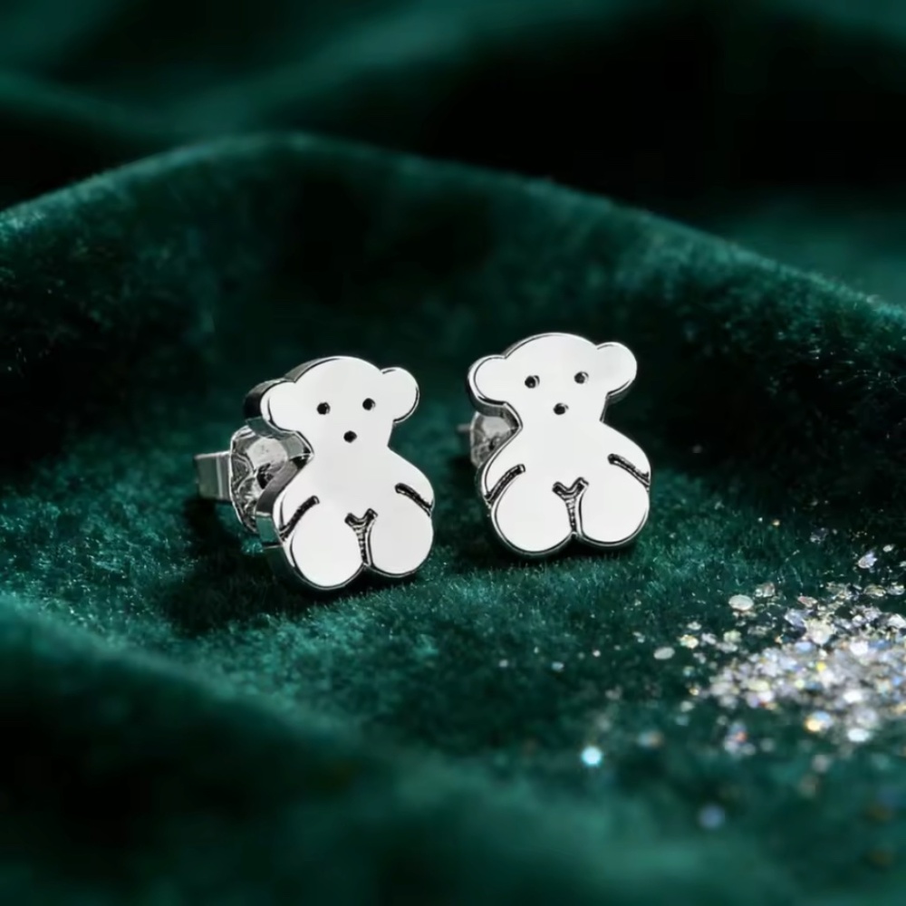 Tous Pink Silver ROSE QUARTZ Stone Earrings Silver Studs - Picture 16 of 16